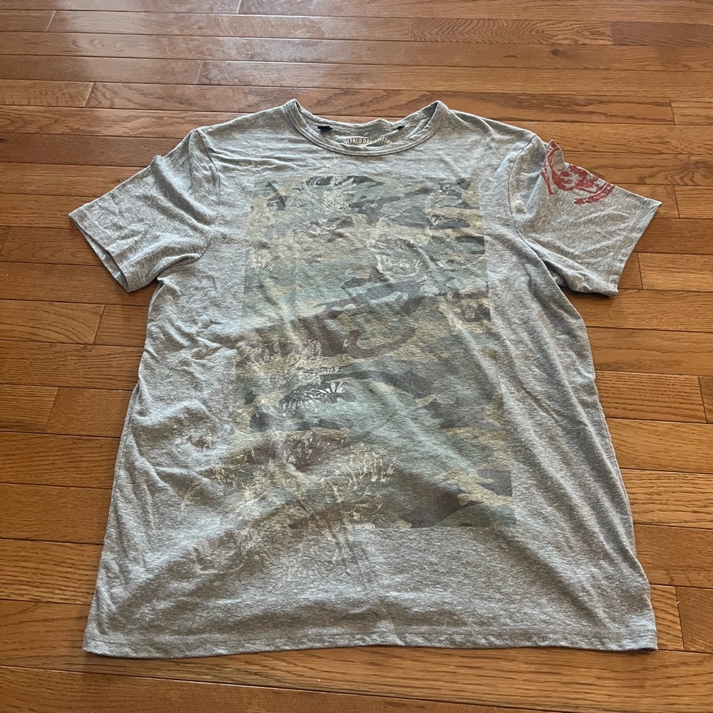 Buffalo David Bitton Gray T-Shirt with Graphic Design men’s large